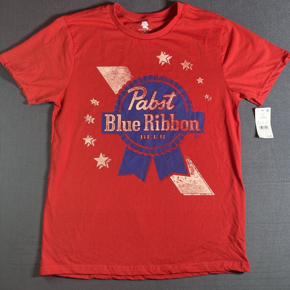NWT Pabst Blue Ribbon PBR Americana T-Shirt Red Size Medium